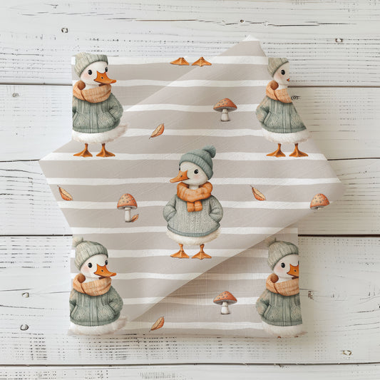 Herbst Gans Kinderstoff Meterware – Gänse Herbst Jersey French Terry Handmade by Kati