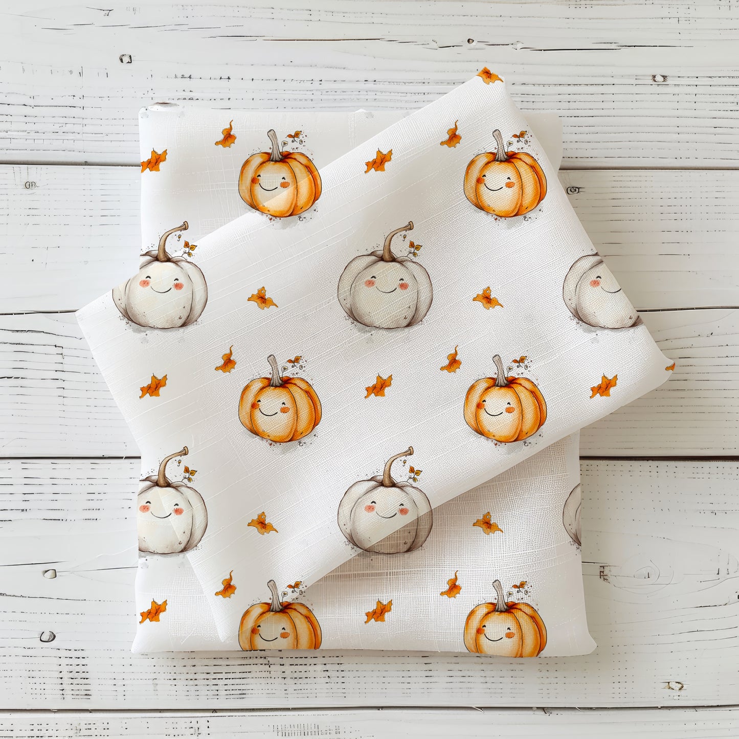 Kürbis Kinderstoff French Terry – Herbst Motiv Meterware Nähprojekt