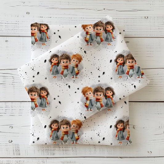 Zauberer weiß Stoff Detailaufnahme – Magischer Kinderstoff Jersey Meterware