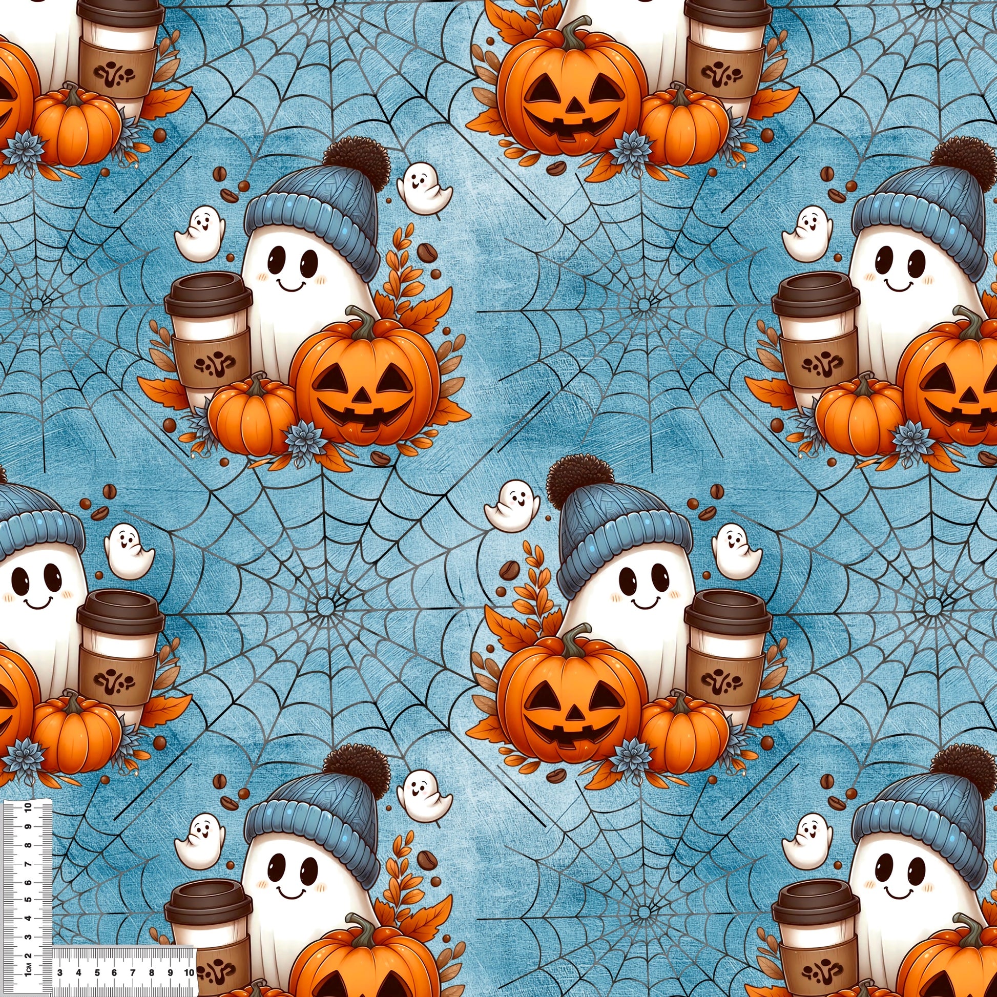 Spooky Autumn Stoff Detailaufnahme – Halloween Kinderstoff Jersey Meterware