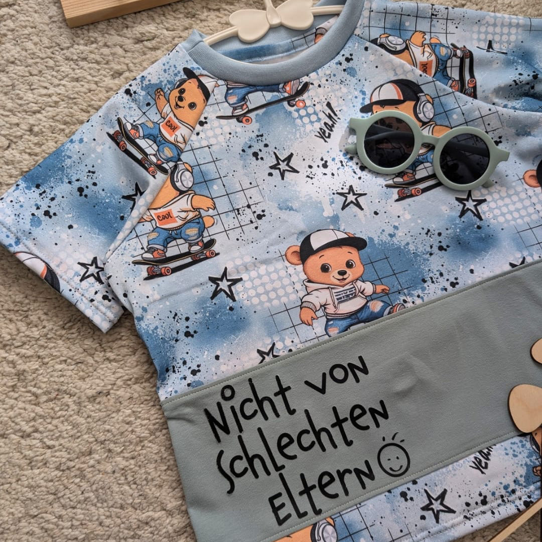 Skater Bär French Terry Meterware Kinderstoff – Nähprojekt Kinderkleidung