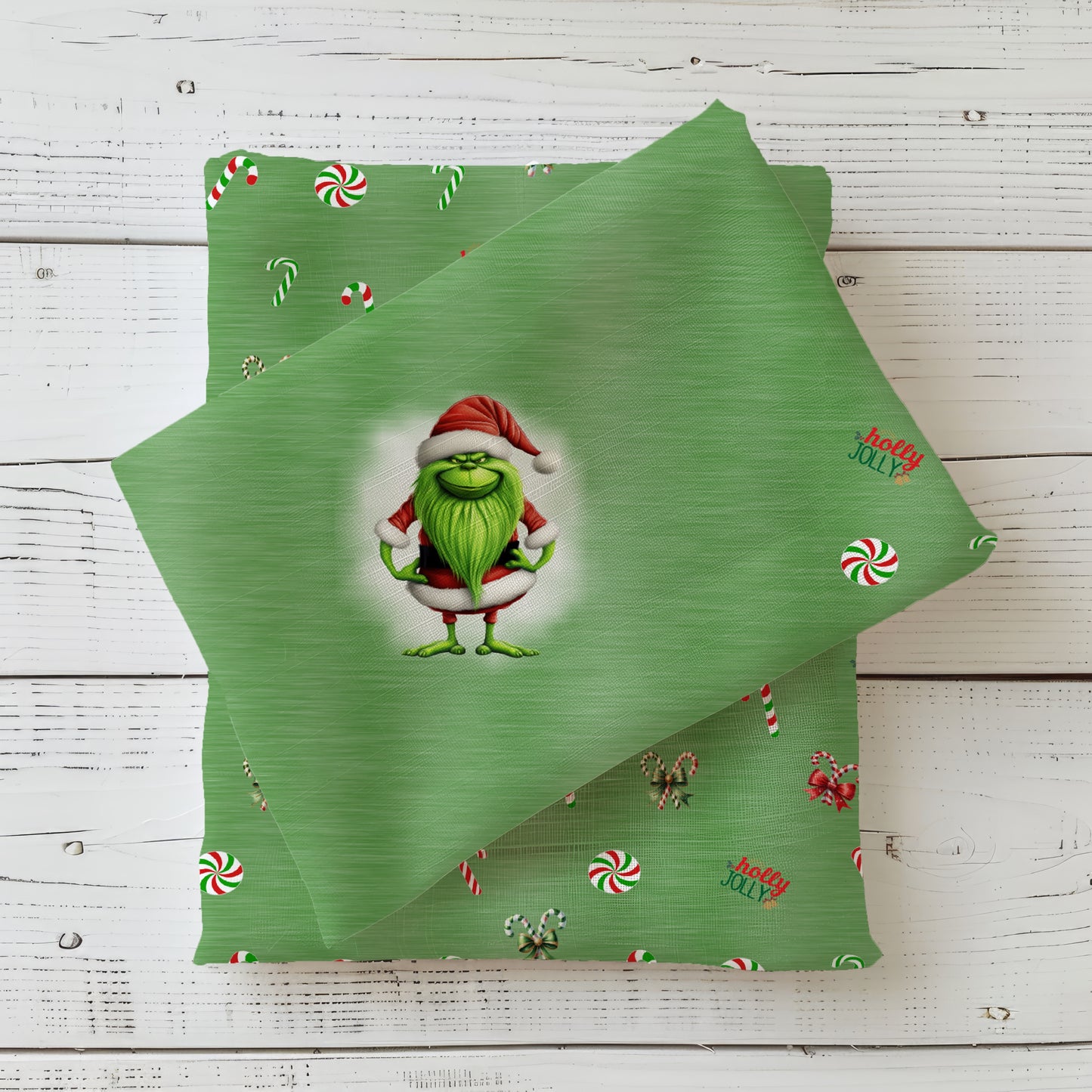 Weihnachten Grinch Panel Stoff grün Kinderstoff – Jersey French Terry Handmade by Kati