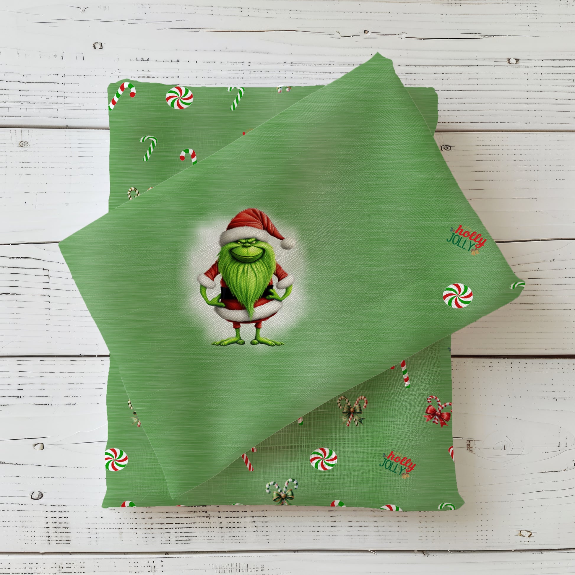 Weihnachten Grinch Panel Stoff grün Kinderstoff – Jersey French Terry Handmade by Kati