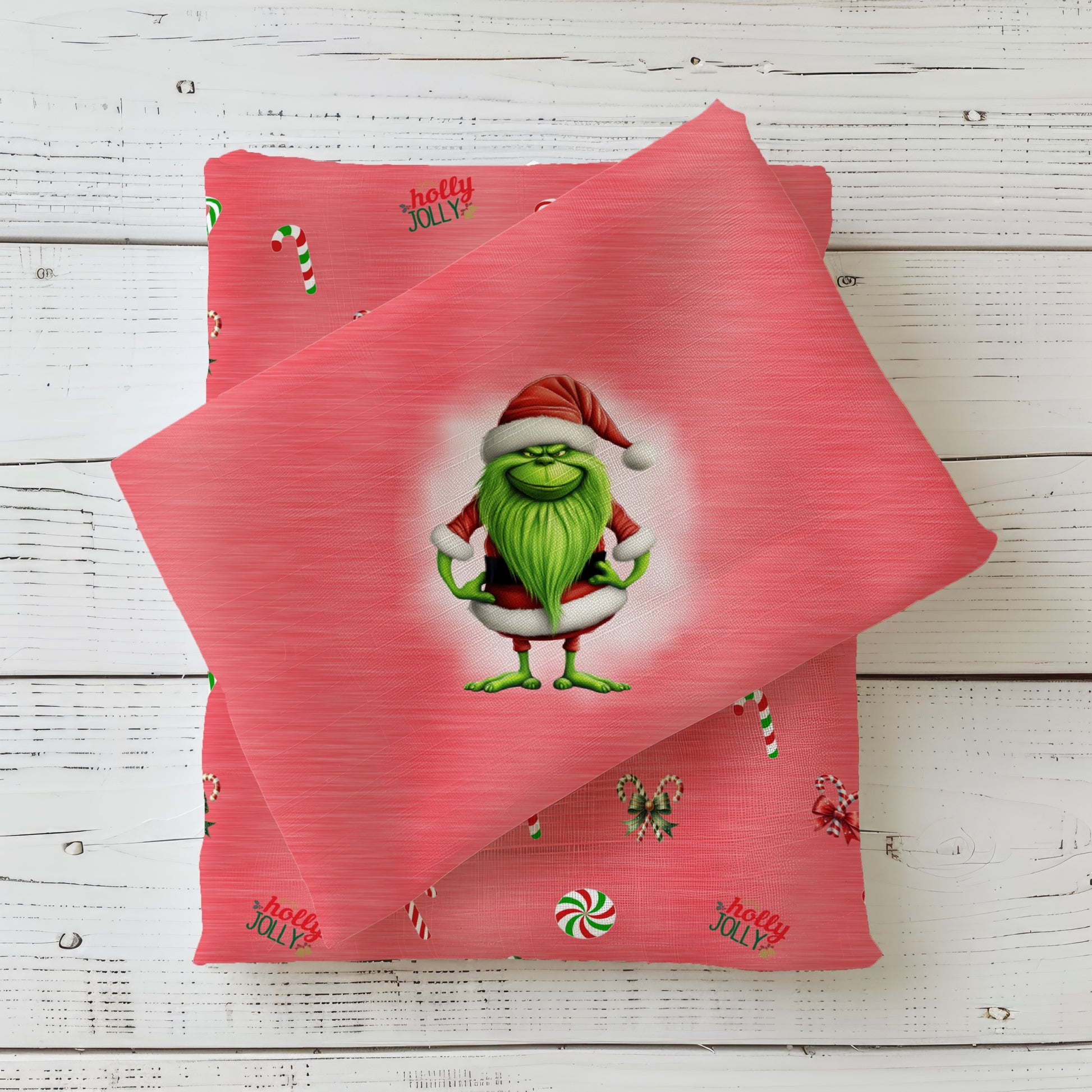 Weihnachten Grinch Panel Stoff rot Kinderstoff – Jersey French Terry Handmade by Kati