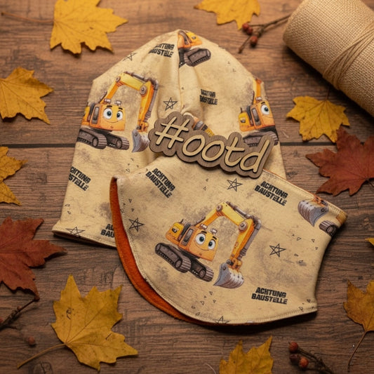 Caution Construction Site | Excavator Fabric by the Meter | Children's Fabric