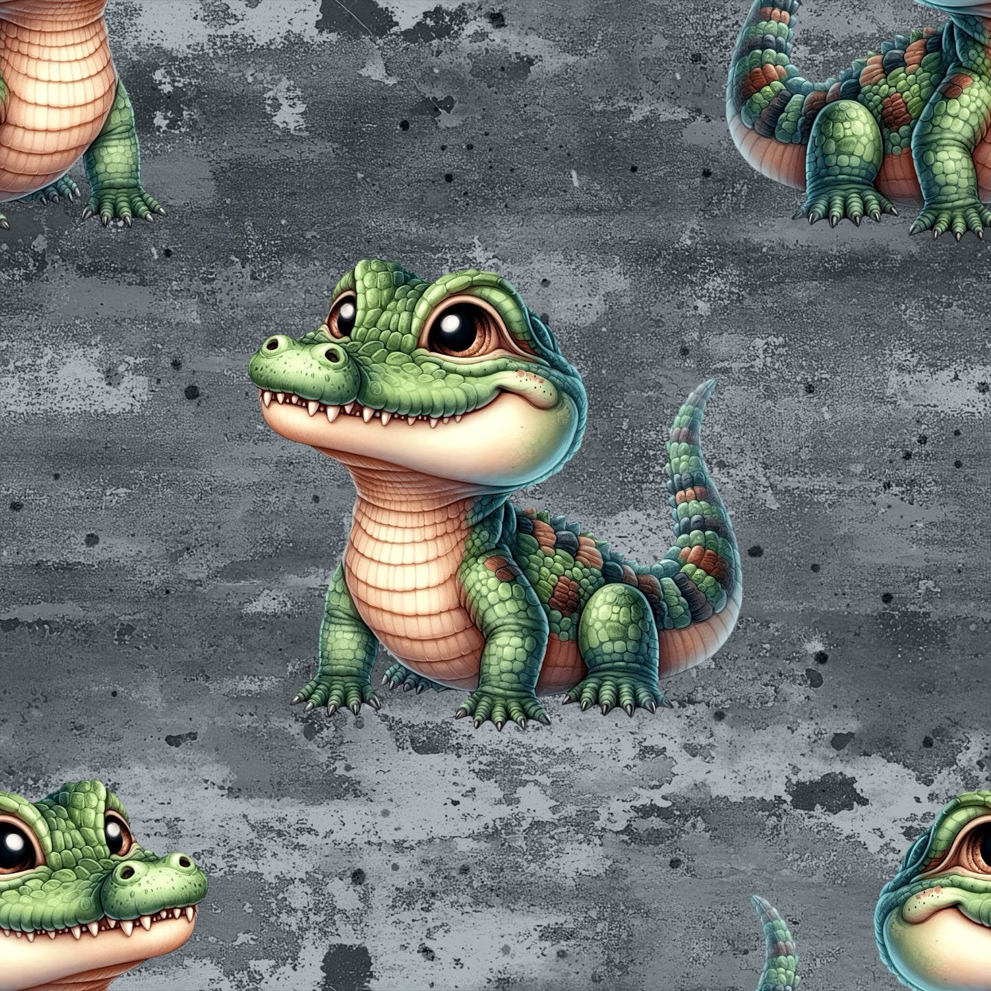 Crocodile Concrete | Crocodile Fabric by the Meter | Children's Fabric