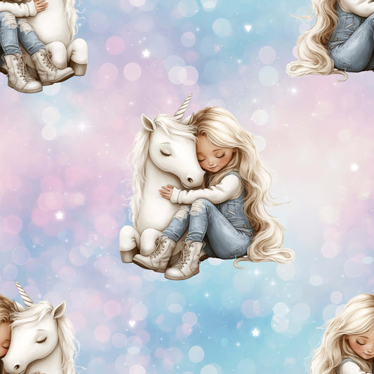 Fabric Design "White Unicorn" Fabric by the Meter – Softshell, Cotton, Muslin, Minky & Lycra UV50+