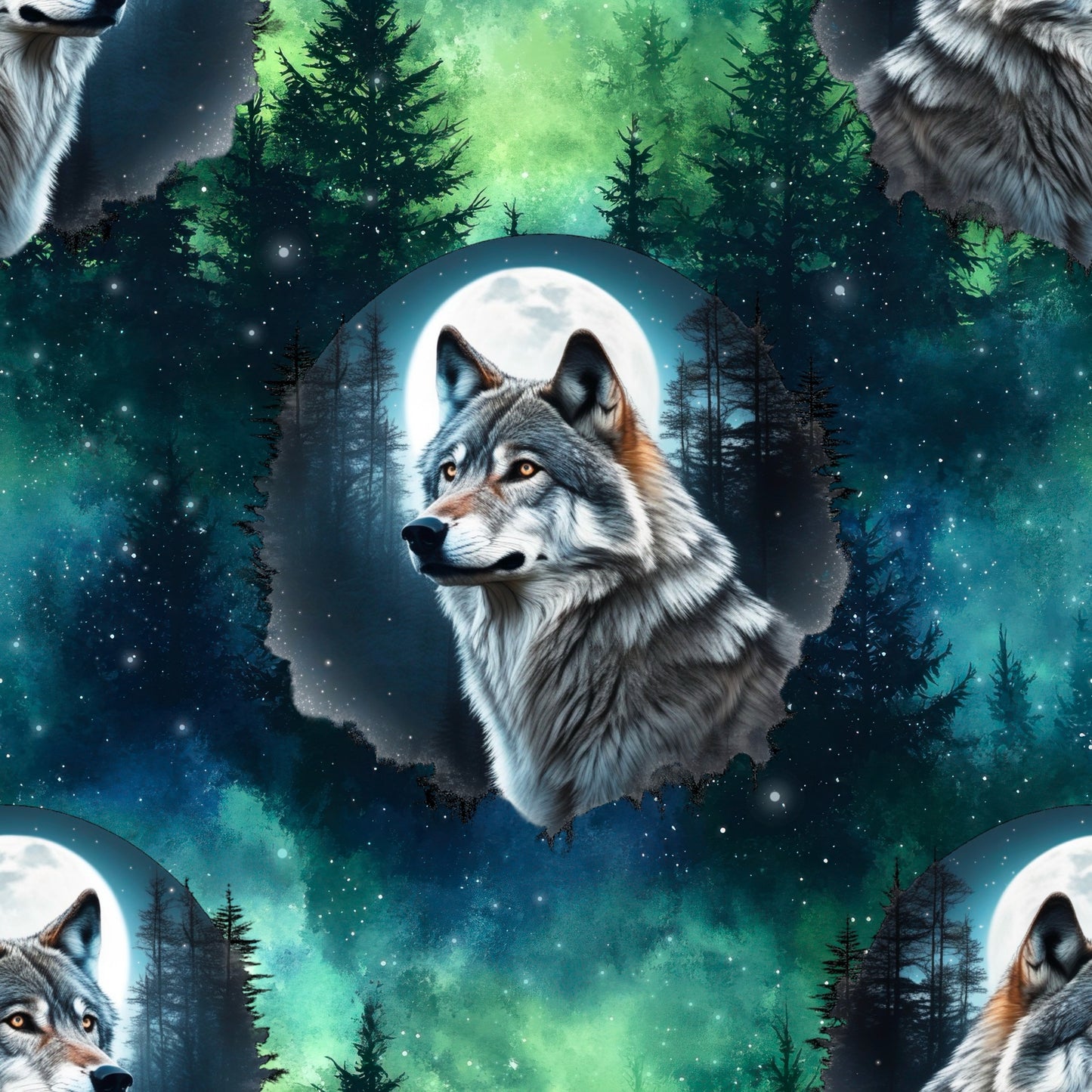 Einsamer Wolf | Wolfs Stoff Meterware | Kinderstoff