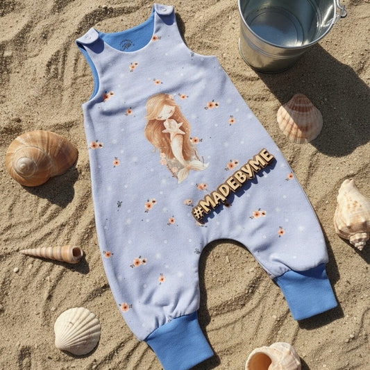 Handmade Baby Strampler "Meerjungfrau" - blau