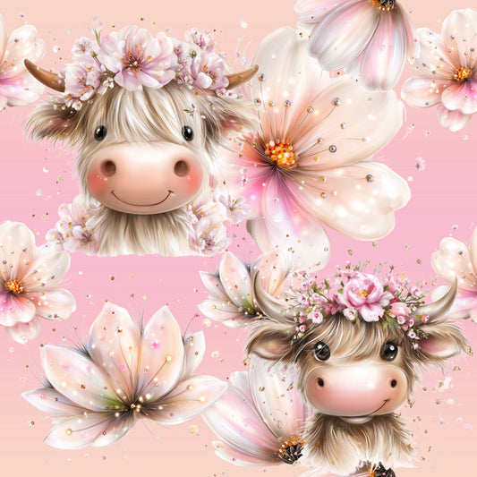 Highland Cow Love | Cow Fabric by the Meter | Baby and Children's Fabric