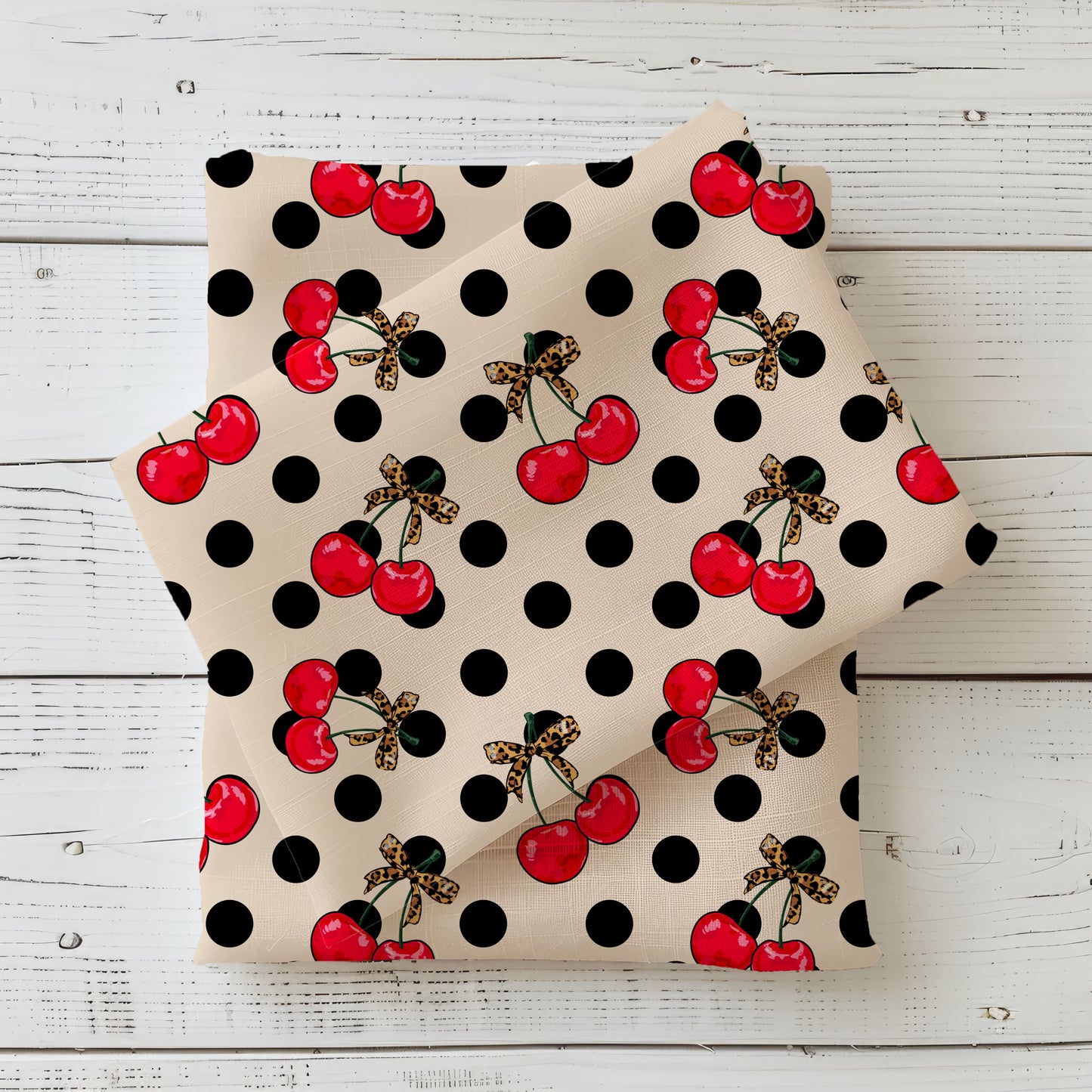 Leo Kirschen Kinderstoff French Terry – Leopard Kirschen Meterware Nähprojekt