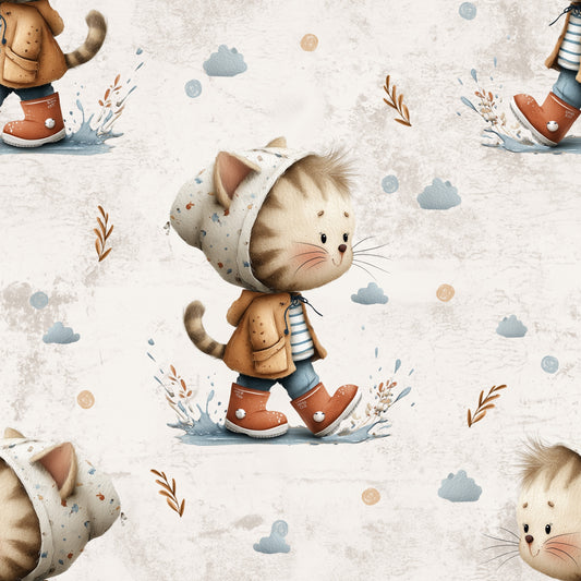 Muddy Paws | Cat Fabric by the Meter | Children's Fabric