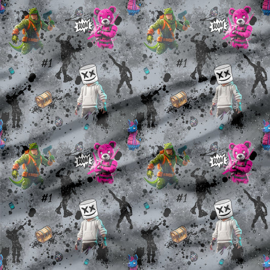 Children's fabric 0.5m French Terry by the meter "Game 4 Nite"