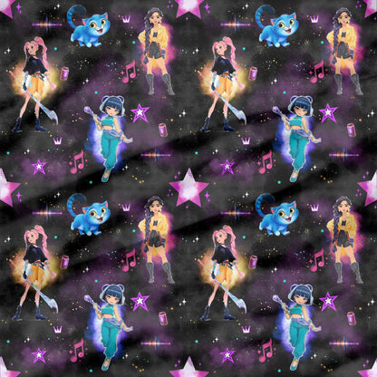 Magic Girls | Anime Stoff Meterware | French Terry Kinderstoff