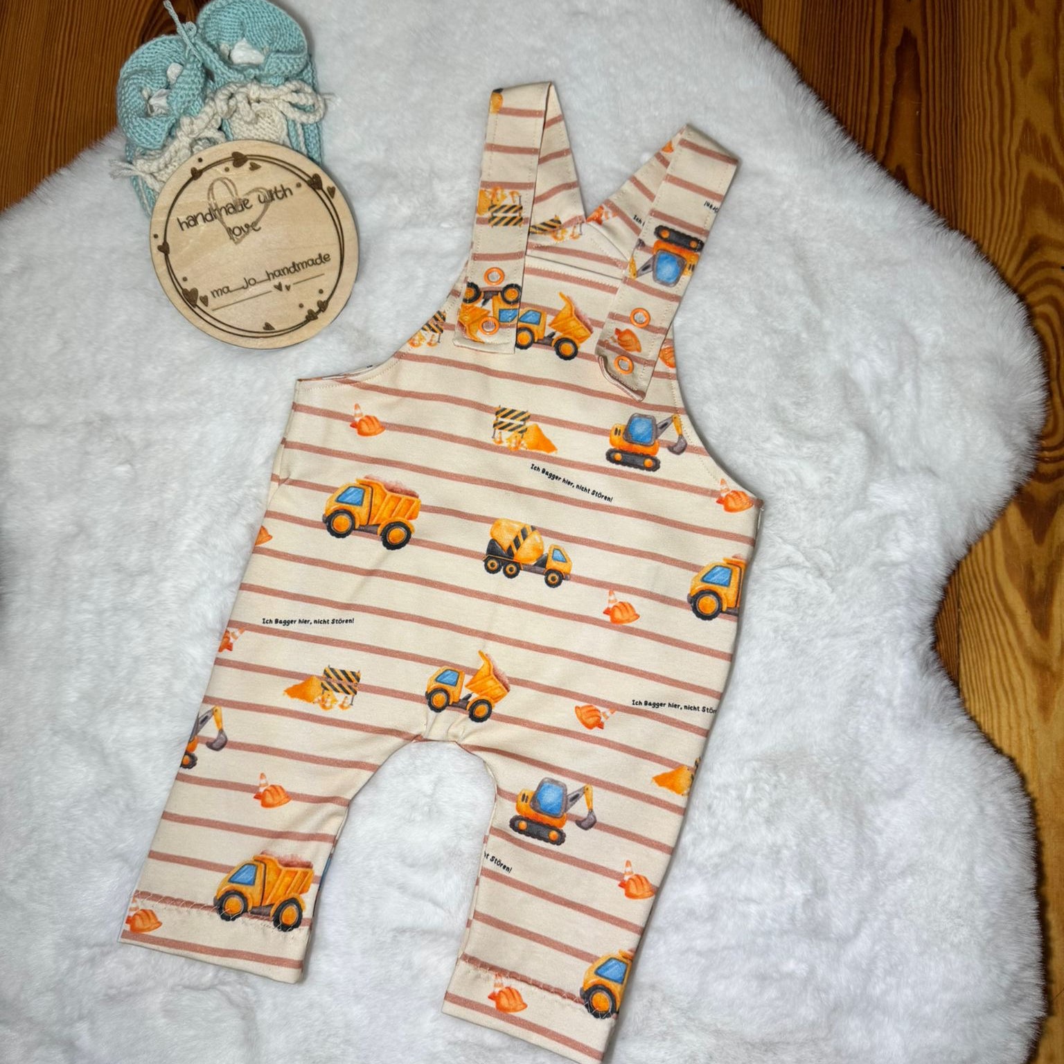 Bagger Kinderstoff Meterware Detailaufnahme – Ich Bagger gerne Jersey Motiv