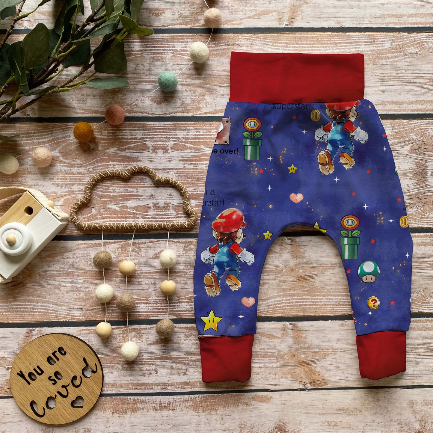 Pumphose Baby Super Boy handgenäht | French Terry Set personalisiert