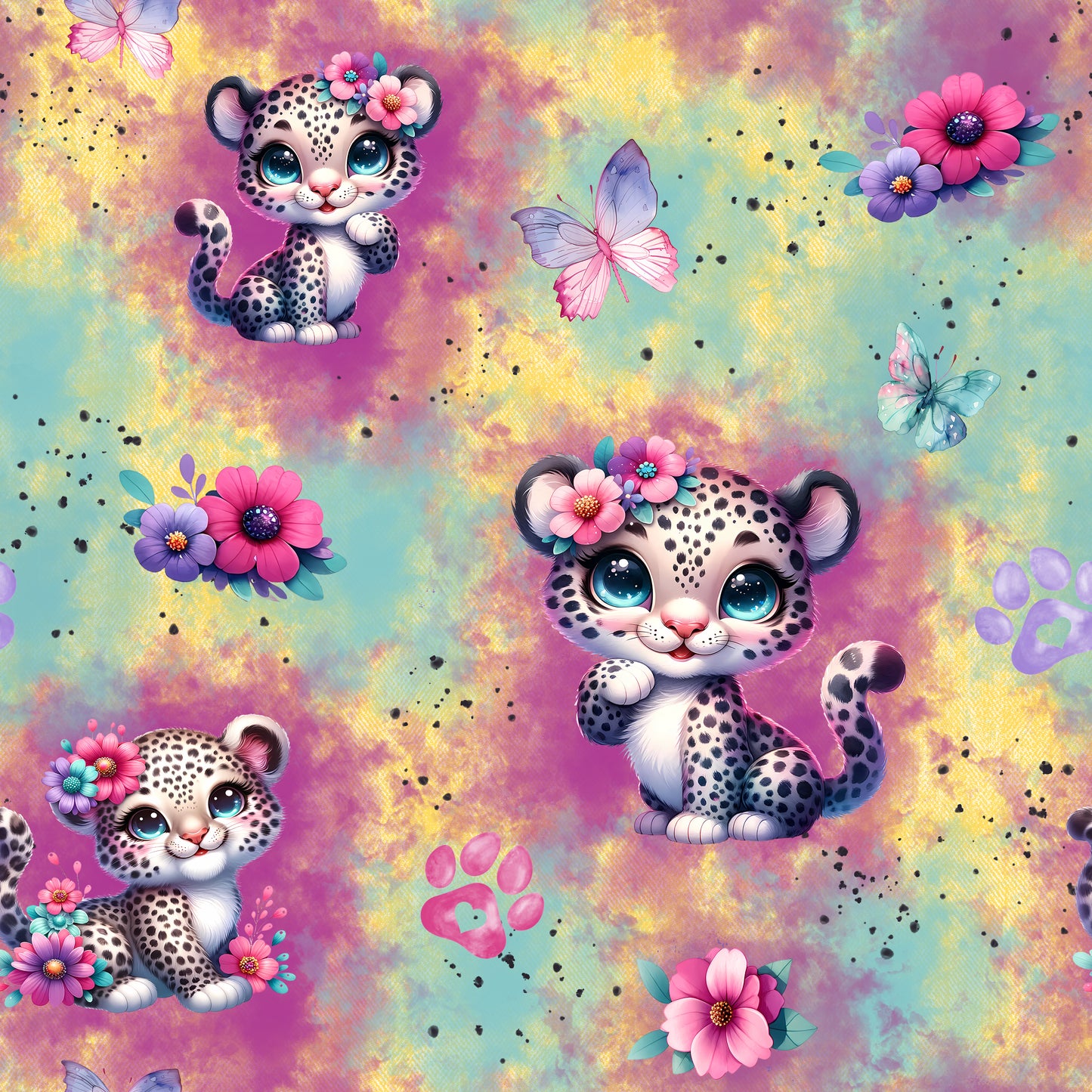 Regenbogen Baby Leo Kinderstoff Meterware – Leopard Regenbogen Jersey French Terry Handmade by Kati