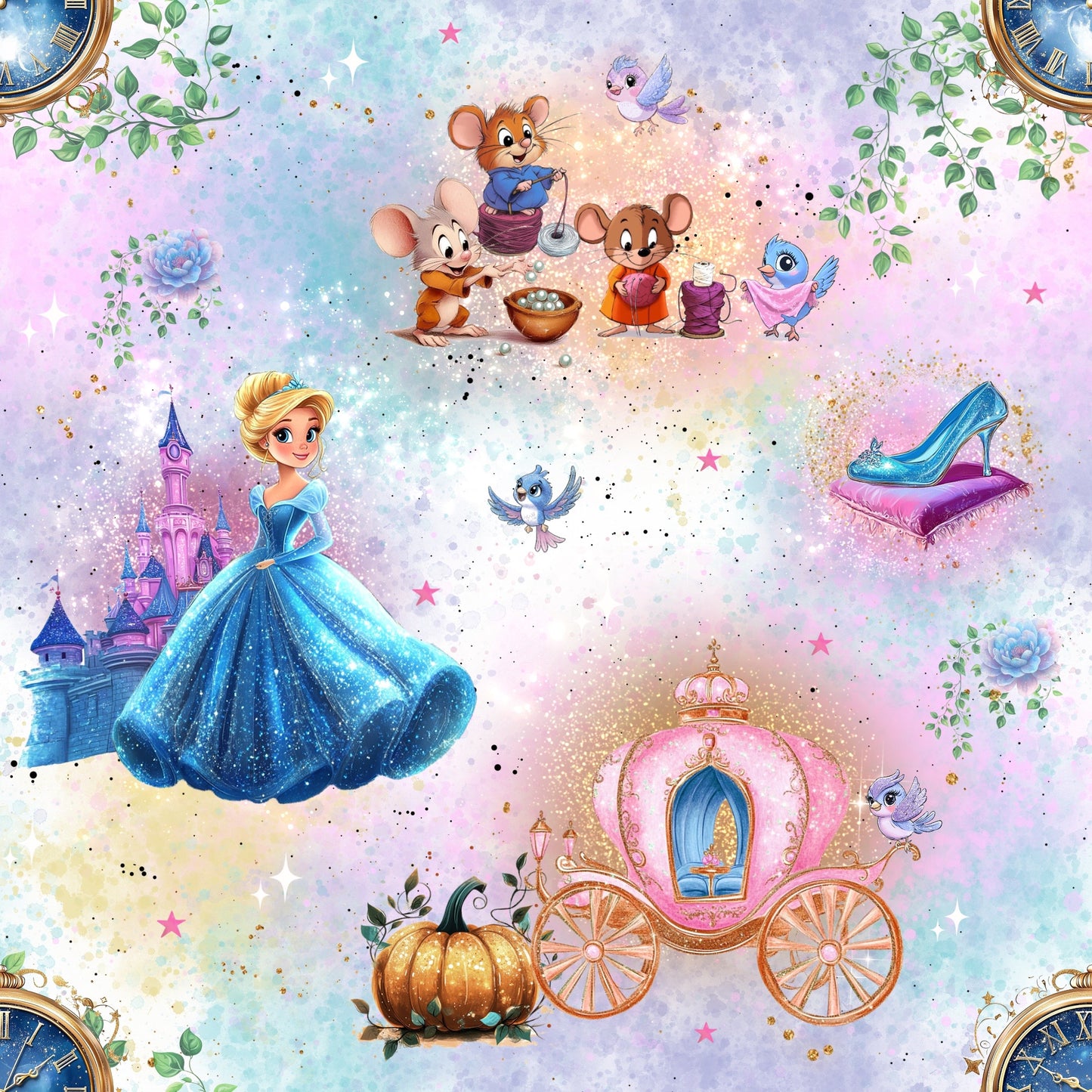 Midnight Princess | Fairytale Softshell Fabric by the Meter | Water-Repellent Children's Fabric