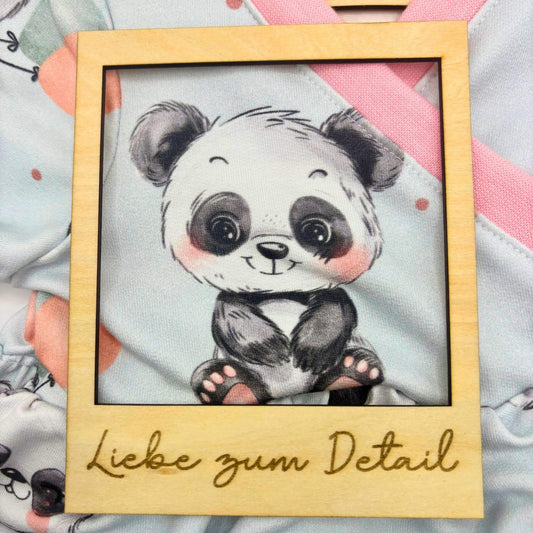 Handmade Baby Wickelkleid Panda rosa – Baby Kleid handgemacht French Terry Handmade by Kati