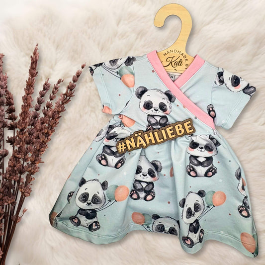 Kleiner Panda French Terry Meterware – Kinderstoff Tiermotiv Mädchen mint