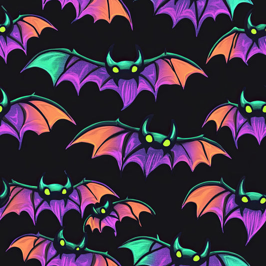 Neon Halloween Fledermaus Kinderstoff Meterware – Jersey French Terry Handmade by Kati