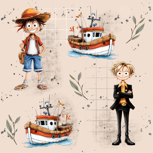 Adventure on the High Seas | Anime Fabric by the Meter | Children's Fabric