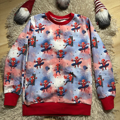 Spider Hero Stoff Rib Jersey – Superhelden Kinderstoff Motiv Meterware