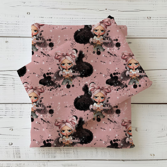 Pink Trouble | Girls' Swimwear Fabric UV50+ By the Meter | Children's Fabric for Swimwear