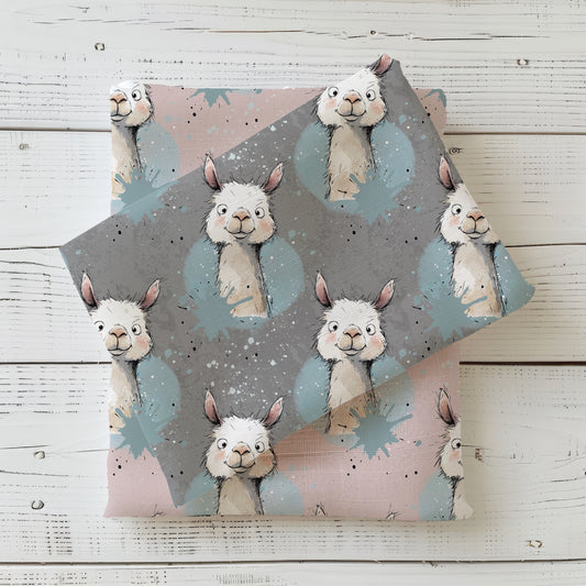 Children's fabric 0.5m Rib Jersey by the meter "Lama" in grey