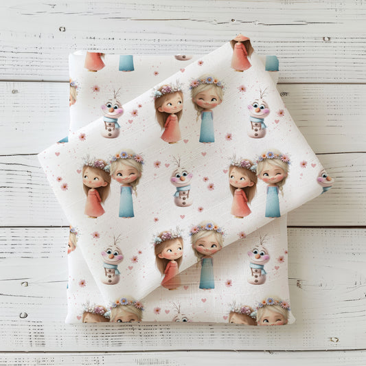 Snow Sisters | Fairytale Swim Fabric UV50+ By the Meter | Kids' Fabric for Swimwear