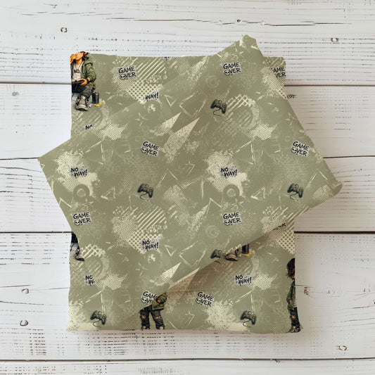 Children's Fabric Combo Jersey | Rib Jersey | French Terry by the Meter in Vintage Gaming Look