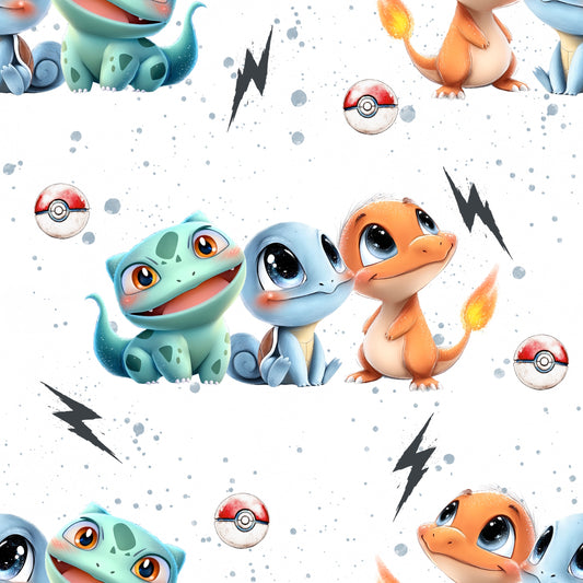 Elemental Friends | Anime Softshell Fabric by the Meter | Water-Repellent Children's Fabric