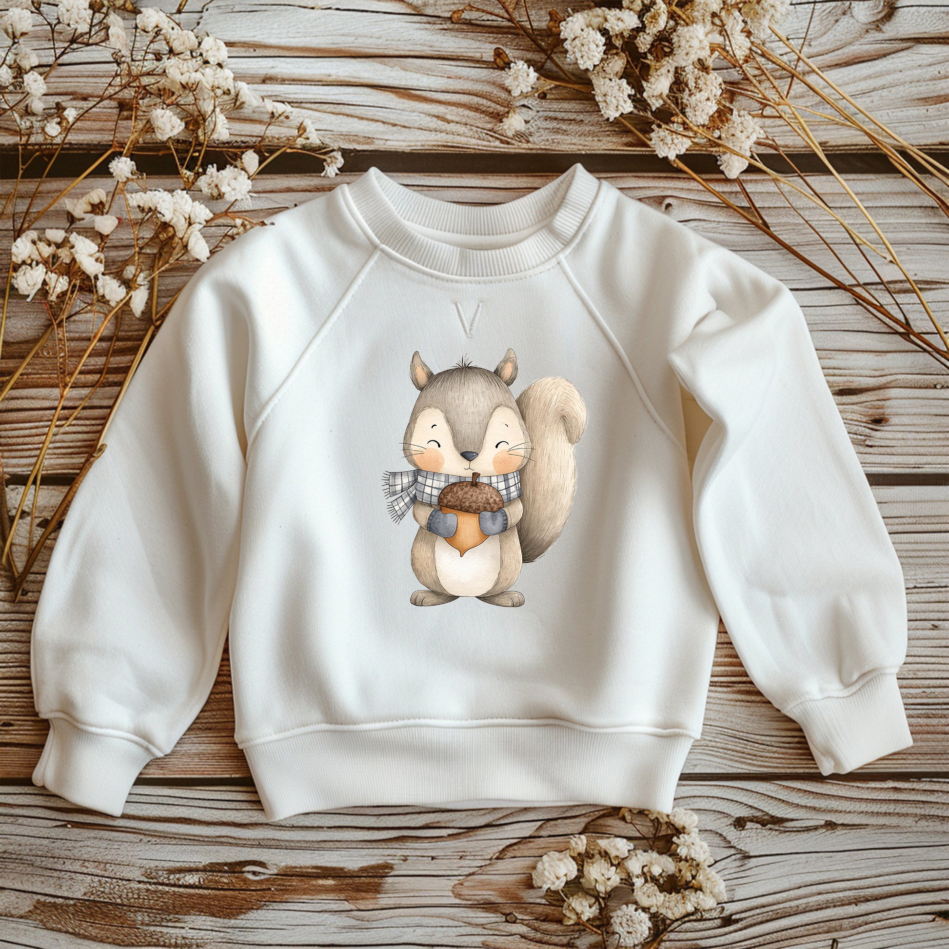 Kleines Eichhörnchen Bügelbild Herbst DTF Transfer – Waldtier Kinderkleidung Handmade by Kati