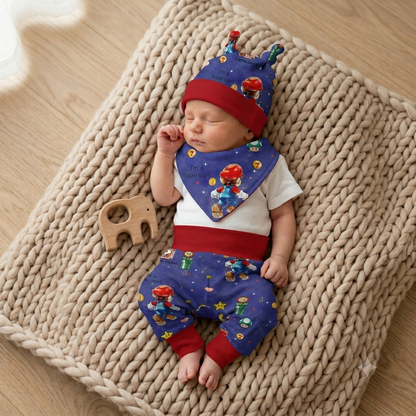 Pumphose Baby Super Boy handgenäht | French Terry Set personalisiert