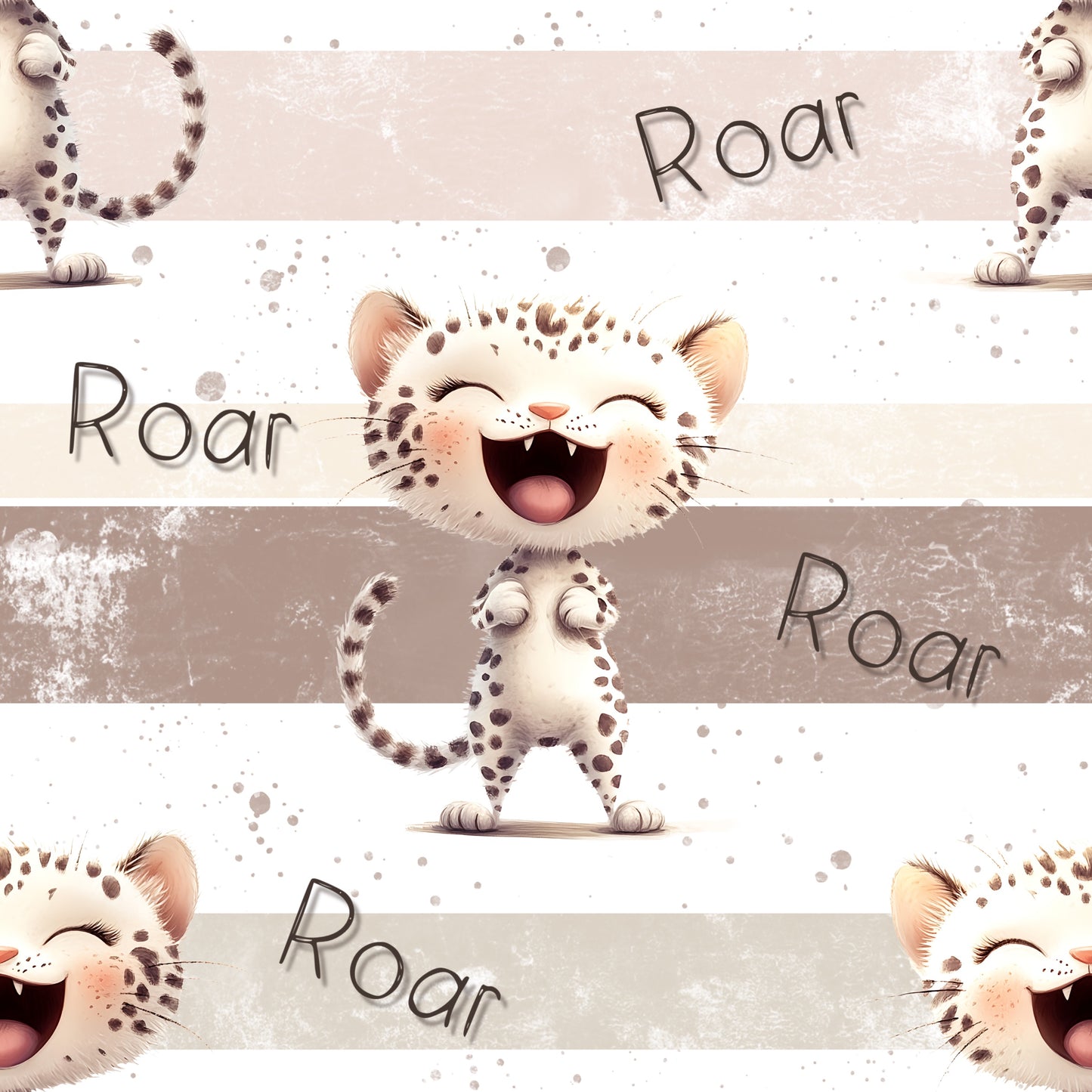 ROAR Kitty Stoff Meterware Detailaufnahme – Katze Leo Kinderstoff Jersey