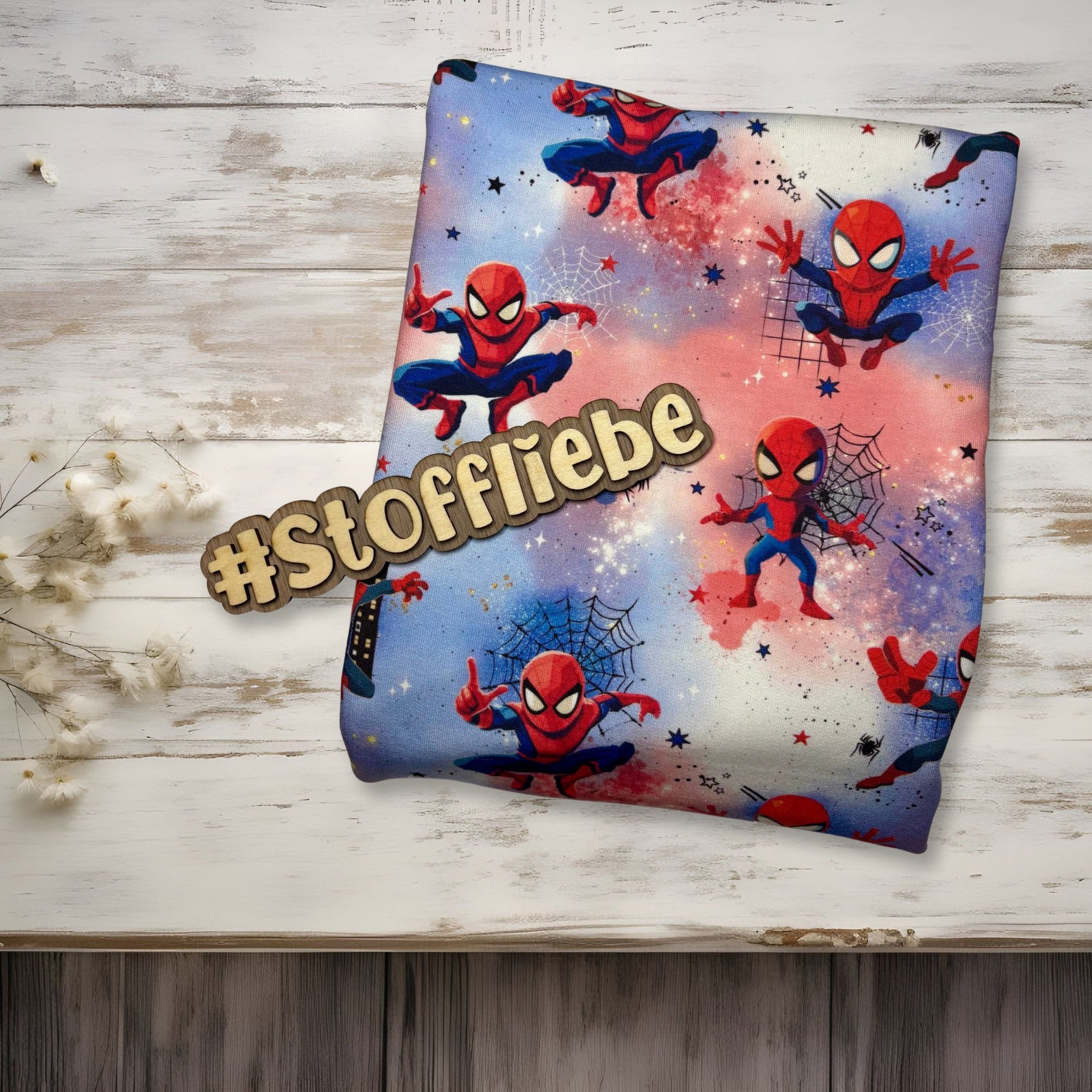 Spider Hero Kinderstoff Farbvariante – Superhelden Jersey Meterware Jungen