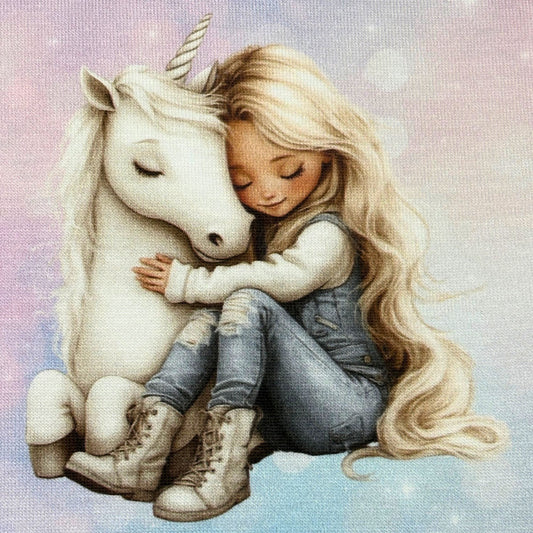 Children's Fabric by the Metre, 0.5m Jersey "White Unicorn"
