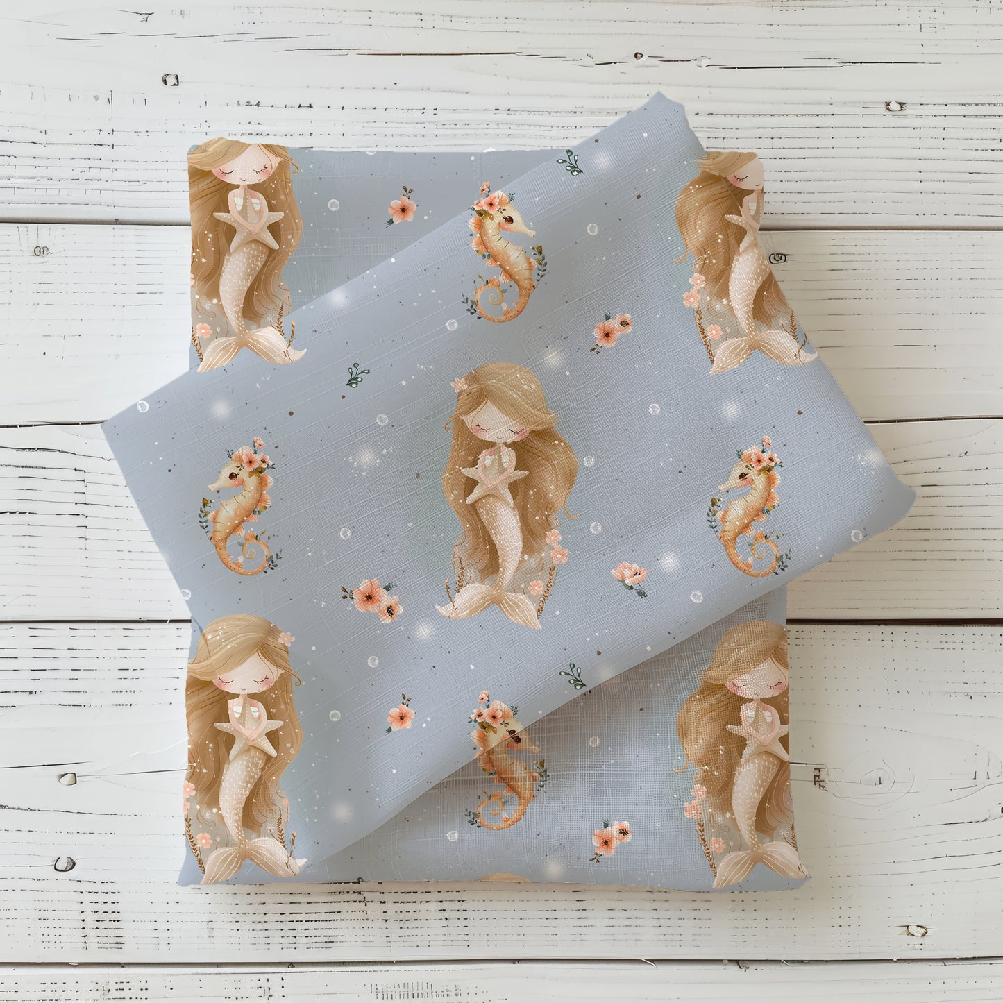 Kleine Meerjungfrau French Terry Meterware – Kinderstoff Tiermotiv Mädchen