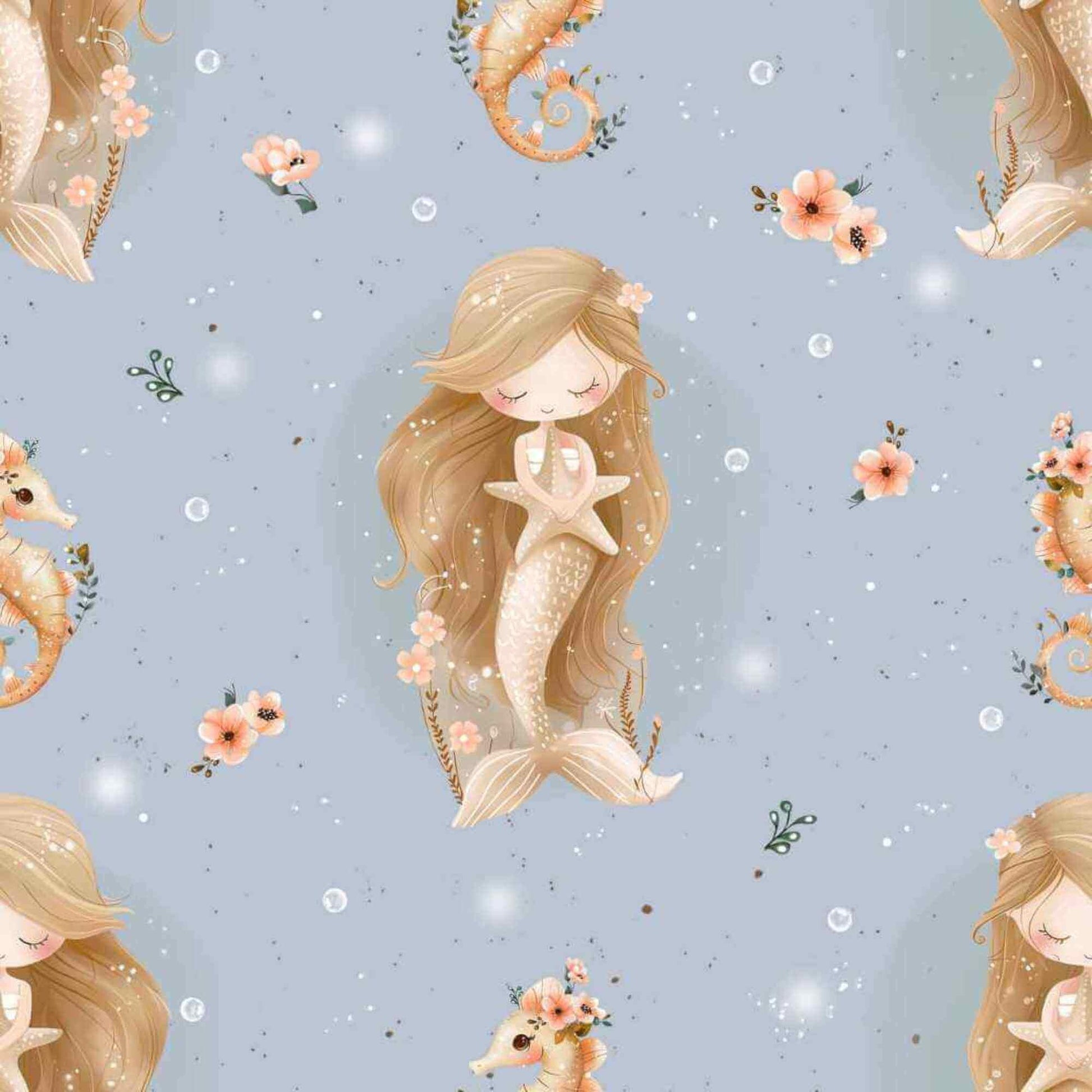 Kleine Meerjungfrau Kinderstoff Meterware – Jersey French Terry Handmade by Kati