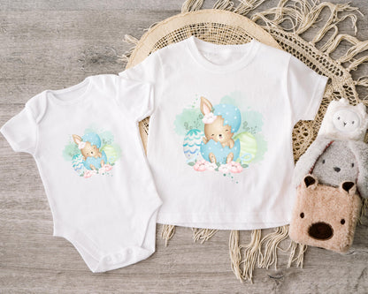 Osterhase aus Osterei Bügelbild – DTF Transfer Oster Kinderkleidung Handmade by Kati