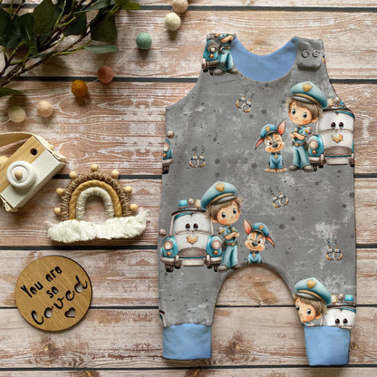 Baby Strampler Polizei Set | handgenäht | Gr. 56–80