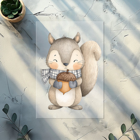 Eichhörnchen Herbst Bügelbild 10cm – DTF Transfer Waldtier aufbügeln Kindershirt