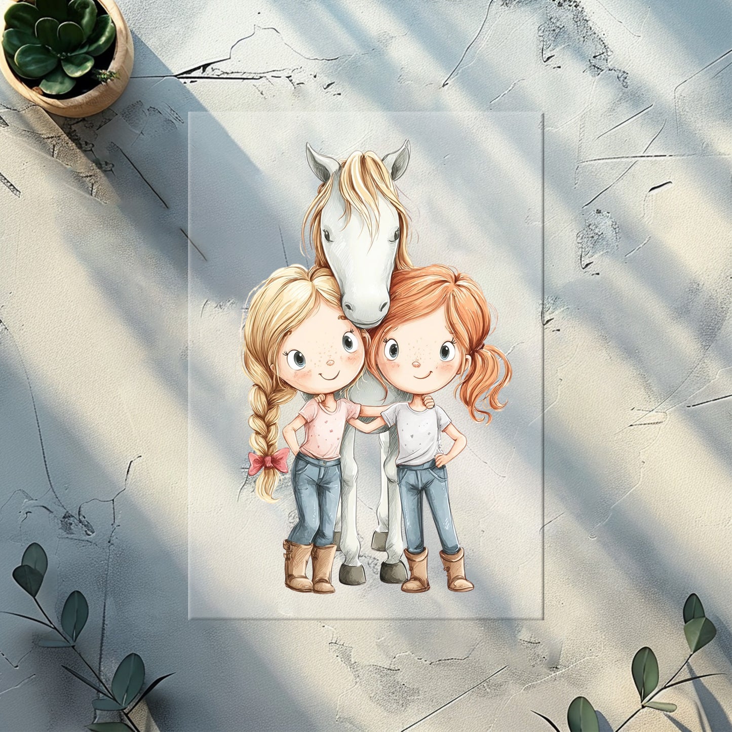 Horse Girl Iron-On Transfer "Best Friends & Horse" | DTF Transfer for Apparel & Accessories