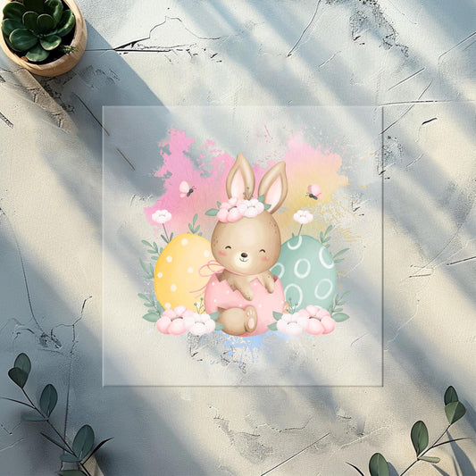 Osterhase Osterei rosa Bügelbild 10cm – DTF Transfer Oster aufbügeln Baby