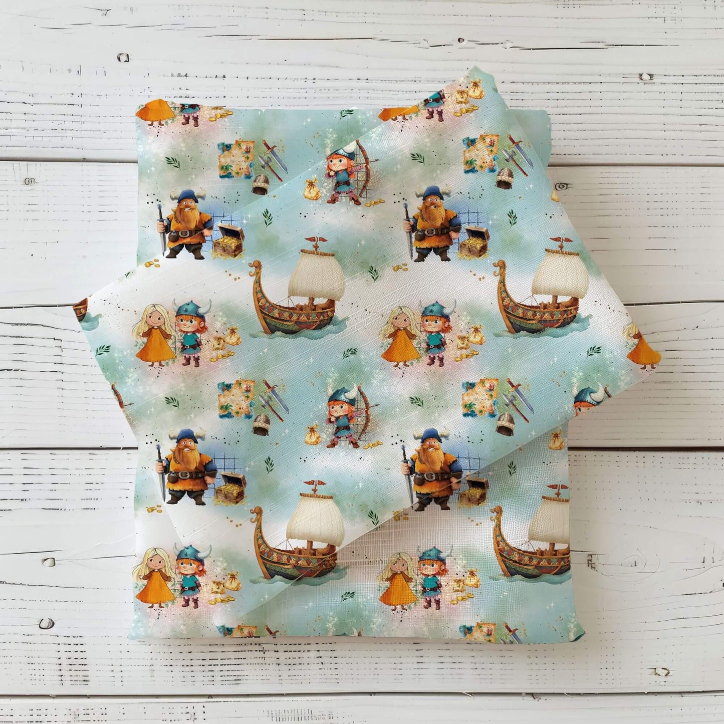 Small Vikings | Viking fabric by the yard | Children's fabric