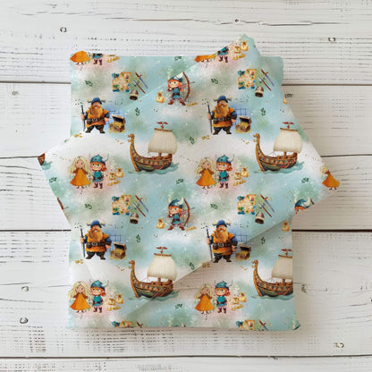 Small Vikings | Viking fabric by the yard | Children's fabric