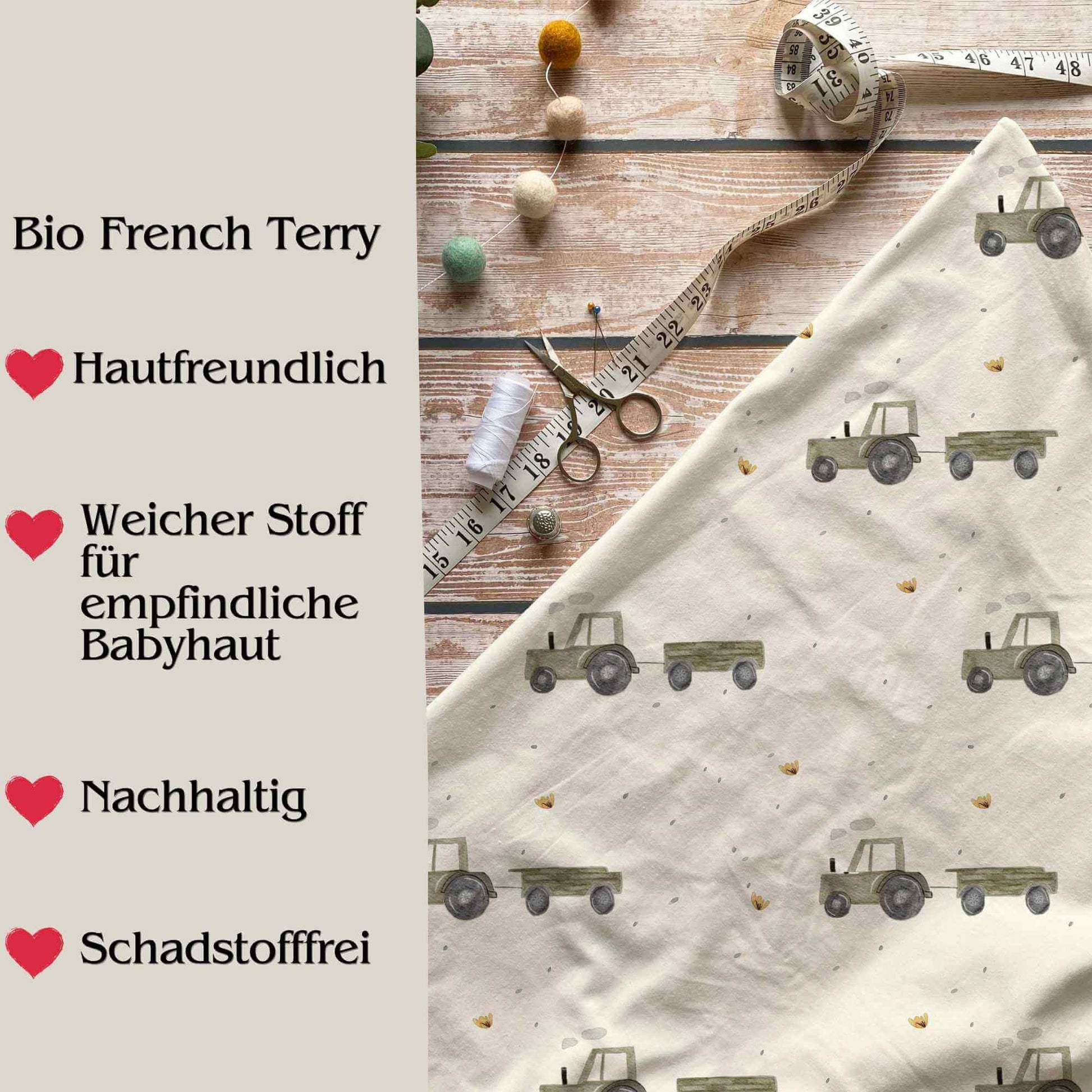 Baby Strampler Traktor Rückenansicht – handgemacht French Terry Babykleidung