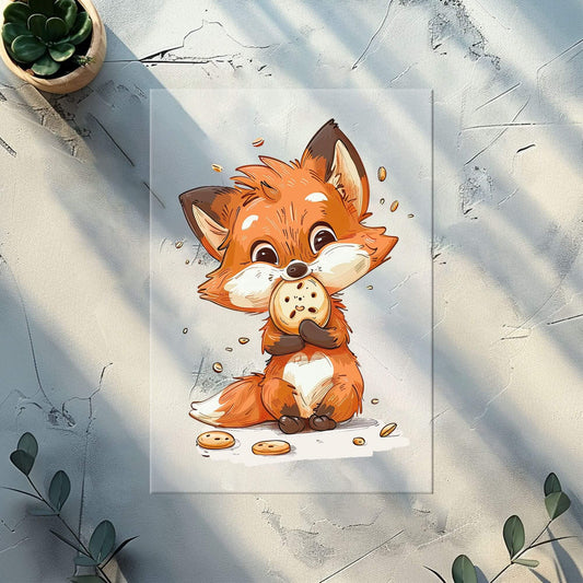 Fox Kids Iron-On Patch "Cookie Fox" | DTF Transfer for Clothing & Accessories