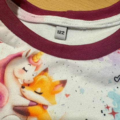 Drehkleid Einhorn Fuchs kurzer Arm – Mädchen Kleid handgemacht Handmade by Kati