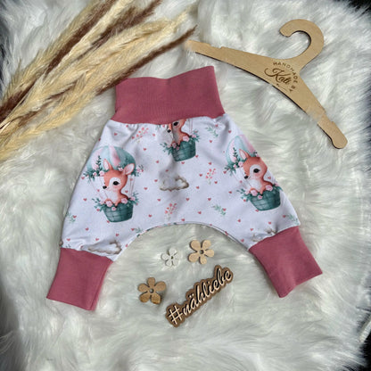 Pumphose Baby Reh altrosa handgenäht | French Terry Set personalisiert